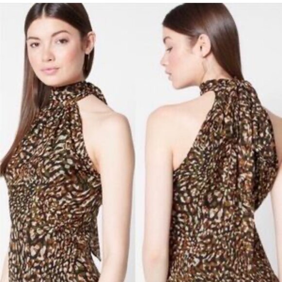 Ramy Brook Tanzania Paige Print Silk Halter Blouse - Picture 1 of 10
